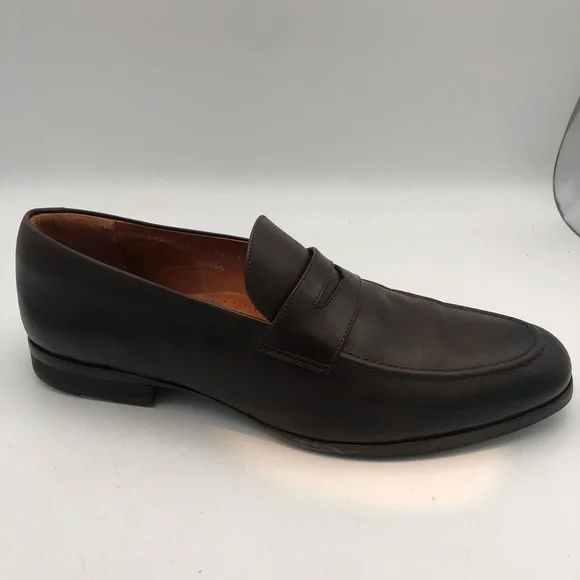 Wolf & Shepherd Men Size 10.5 Dark Brown Leather Penny Loafers Shoe